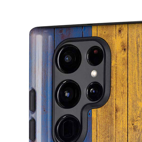 Barbados Flag Dark Wood Galaxy S25 Ultra Impact Case